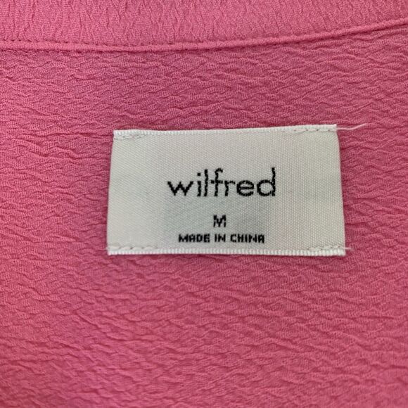 Aritzia Wilfred Blouse Women M Pink Crepe Relaxed Button-Up Flowy Preppy Career - Picture 3 of 8